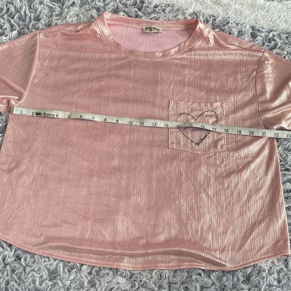 Show Me Your MuMu Pink Metallic Short Sleeve Tee Medium - Picture 10 of 15